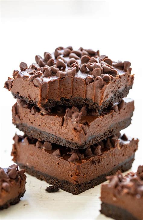 Mix the base ingredients together, then. Death by Chocolate No-Bake Cheesecake Bars - Averie Cooks