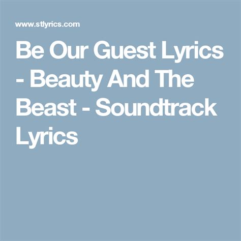 Be Our Guest Song Lyrics 273274 Be Our Guest Disney Song Lyrics