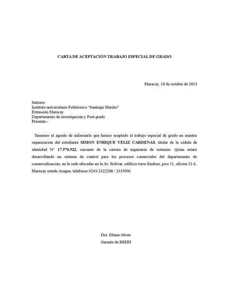 Carta De Aceptacion De Practicas Pre Profesionales Peru Compartir Cartas