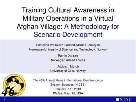 Training Cultural Awareness In Military Operations In A Virtual Afgha