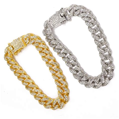 12mm Cuban Link Anklet 18k Gold Plated Icy Anklet Iced Out Etsy