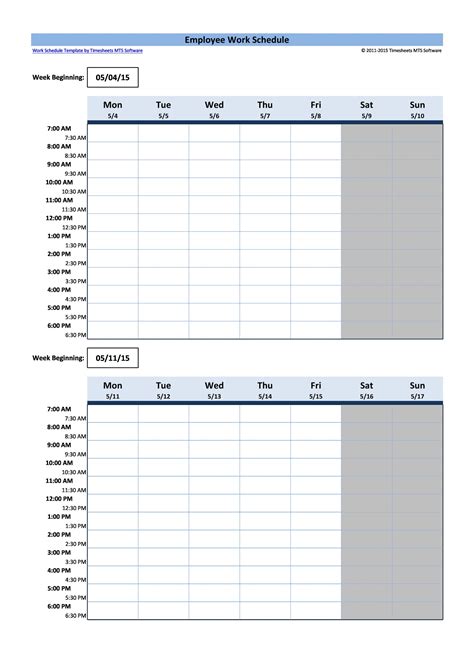 Printable Work Schedule Template Miloking