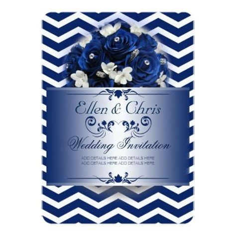 Elegant Wedding Invitation Royal Blue Motif 5 X 7 Invitation Card