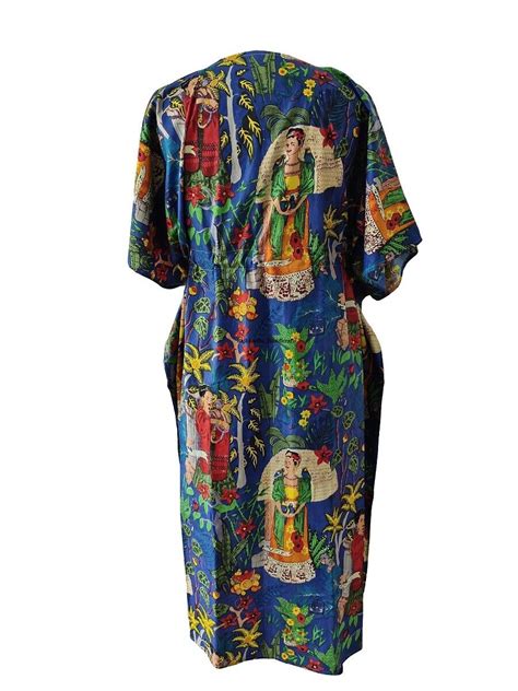 Indian Frida Kahlo Print Cotton Hippie Maxi Women Nightwear Caftan Boho Dress Ebay