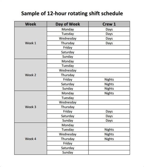 On Call Rotation Schedule Template Printable Schedule Shift