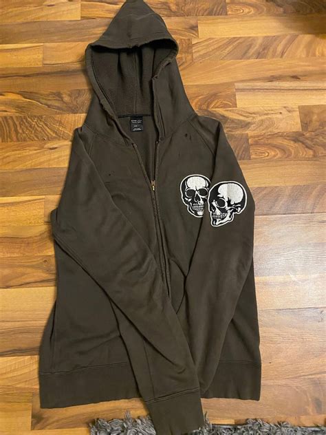 number n ine number n ine double skull zip up hoodie grailed