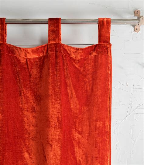 Luxury Velvet Curtain Burnt Orange Velvet Curtain Bohemian Etsy