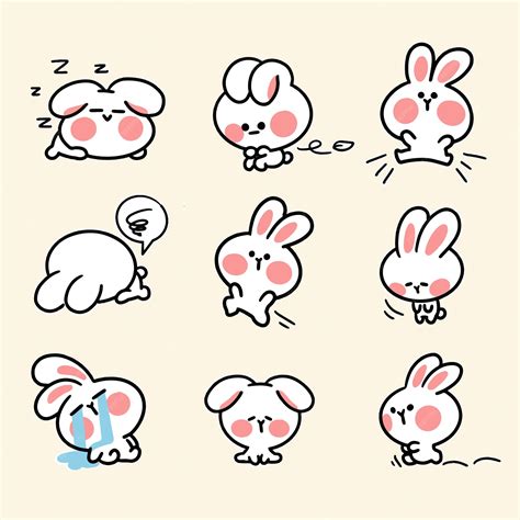 Premium Vector Cute And Adorable Bunny Sticker Second Set