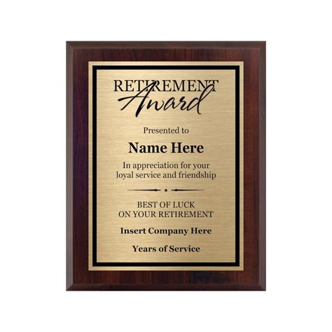 8x10 Personalized Retirement Plaque Customized Award For Etsy