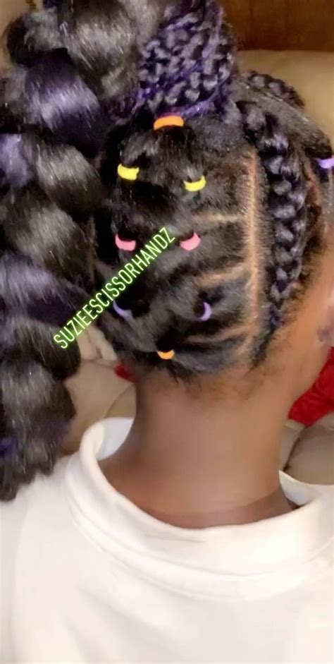 Pictures gallery of rubber band braids hairstyles. Connect The Dot Feedin Ponytail (Braid) , with colorful rubber bands 😊🙌🏾 Keep It Cute Sis ...