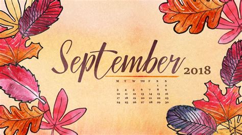 September 2018 Floral Background Screensaver Calendar Wallpaper