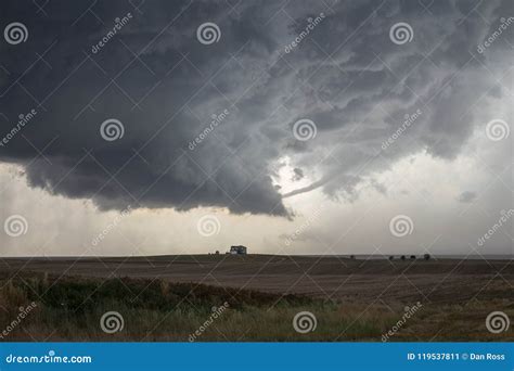 A Rope Tornado Funnel Dissipates Underneath The Updraft Of A Supercell