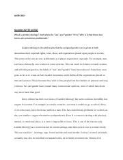 Anth Exam Docx ANTH Question Points What Is Gender Ideology And Where Do Sex
