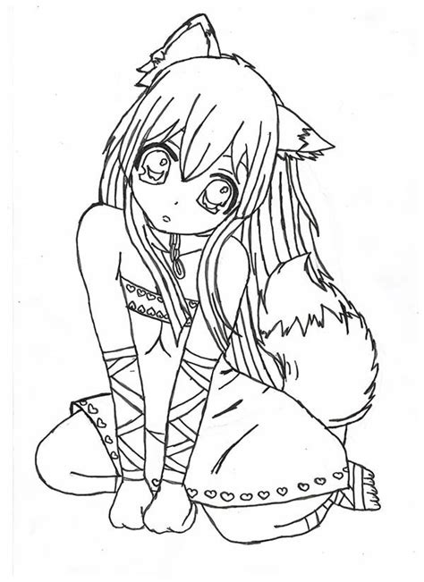 28 Collection Of Kawaii Wolf Girl Coloring Pages High Quality