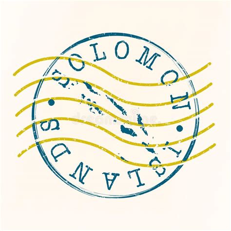Solomon Stamp Postal Map Silhouette Seal Passport Round Design
