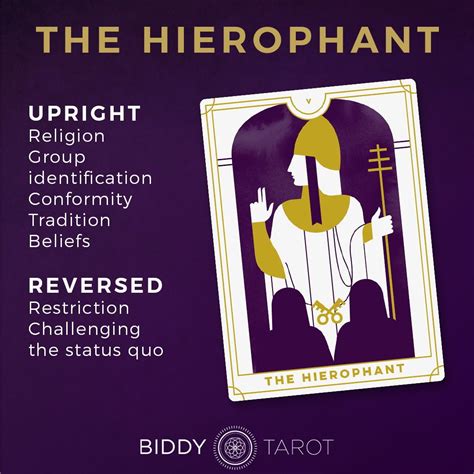 Hierophant Tarot Card Meanings | Biddy Tarot | Biddy tarot, Tarot learning, Tarot card meanings
