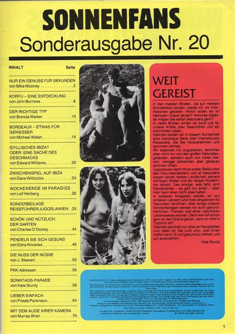 Sonnenfans Special Issue 1984 N20 Naturist Magazine Magazine Etsy