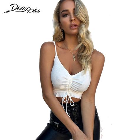 women summer sexy camisole cropped tops ruffles bandage crop top camis halter lace up vest slim