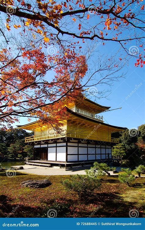 Red Leaf With Golden Pavilion At Kyoto Stock Image Image Of Japan