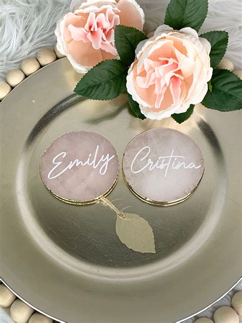 Personalized Place Cards Stone Table Name Setting Gold Place Etsy