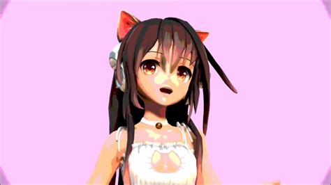 [mmd] kokone cat model 2nd version of pink cat video w new dif audio and added effects youtube