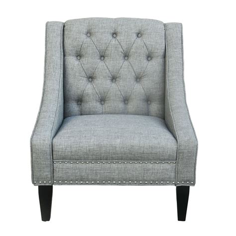 Tufted Swoop Arm Accent Chair In Gray