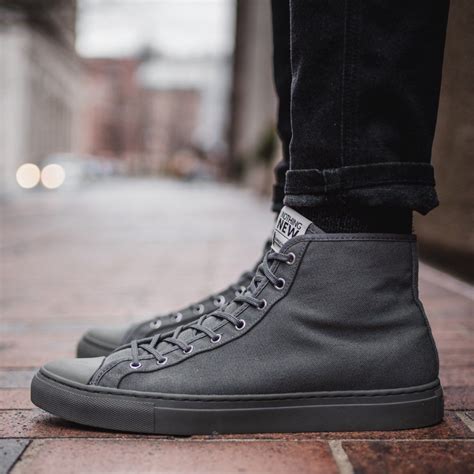 Mens Grey Canvas High Top Designer Sneaker Nothing New® High Top