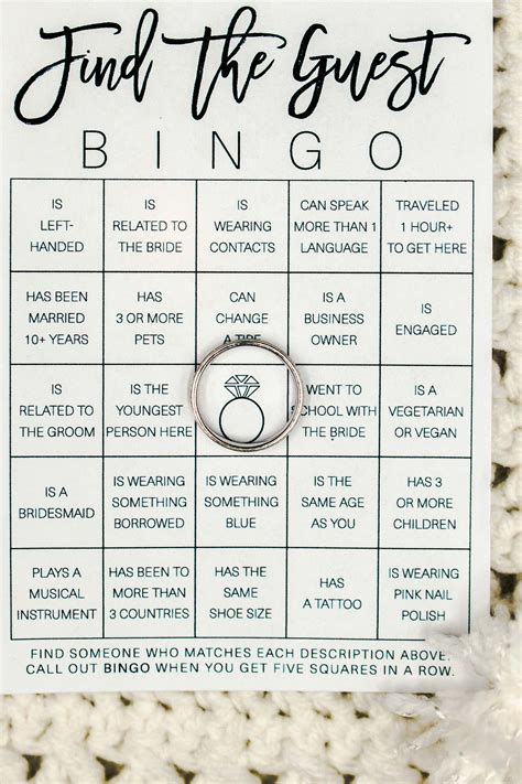 Find The Guest Bingo Find The Guest Bingo Bridal Shower Game Etsy
