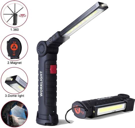 Usb Rechargeable Work Light Cob Led Torch Foldable Inspection Lamp