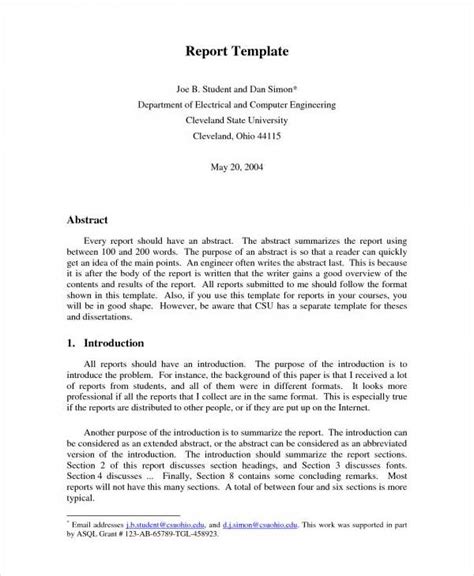 Abstract Example For Report Free 13 Abstract Writing Samples And