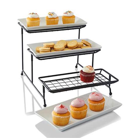 Tiered Platter Stand 3 Tier Rectangular Serving Platter Three Tiered