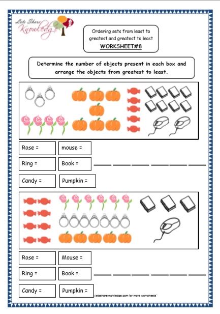 Kindergarten Ordering Numbers Printable Worksheets Lets Share Knowledge