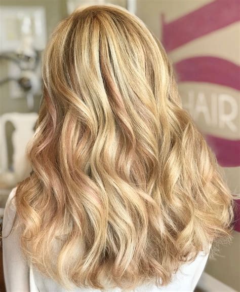 Long Golden Blonde With Hints Of Rose Textured Haircut Hair Styles