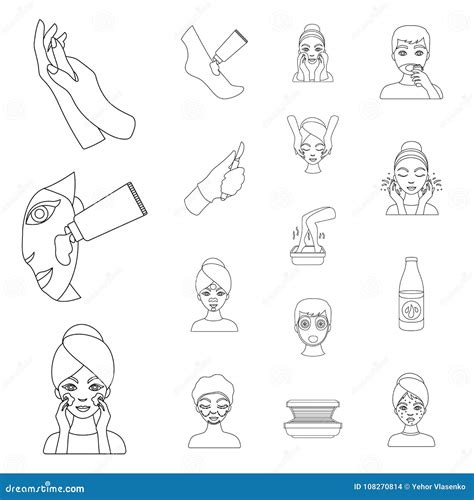 Skin Care Outline Icons In Set Collection For Design Face And Body