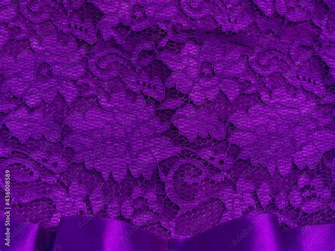Purple Lace Fabric Texture Top View Violet Background Fashion Trendy