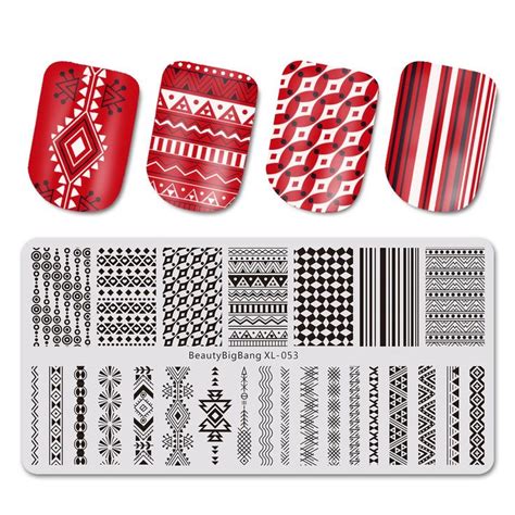 Irregular Stripe Theme Rectangle Nail Stamping Plate Bar Code Design