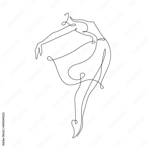 Woman Ballerina Continuous Line Drawing Abstract Female Figure Dance