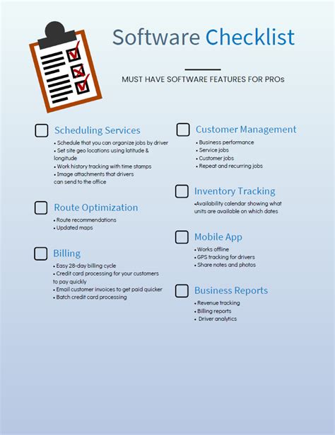 Infographic Software Checklist Must Have Software Features For Pros