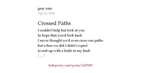 Crossed Paths By Gray Rain Hello Poetry