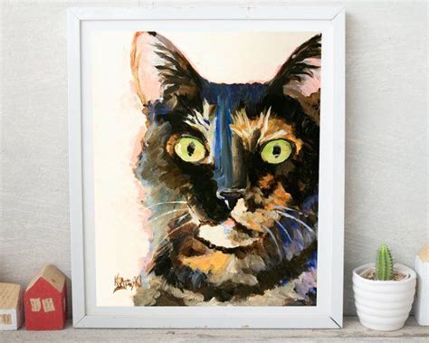 Tortoiseshell Cat Painting Tortie Cat Art Print Of Original Etsy
