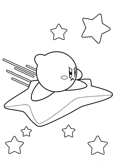Kirby Riding Star Coloring Pages Kids Play Color Star Coloring