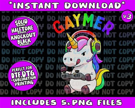 gaymer gay pride flag lgbt gamer lgbtq gaming unicorn t png etsy