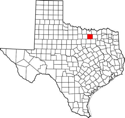 Image Map Of Texas Highlighting Denton County