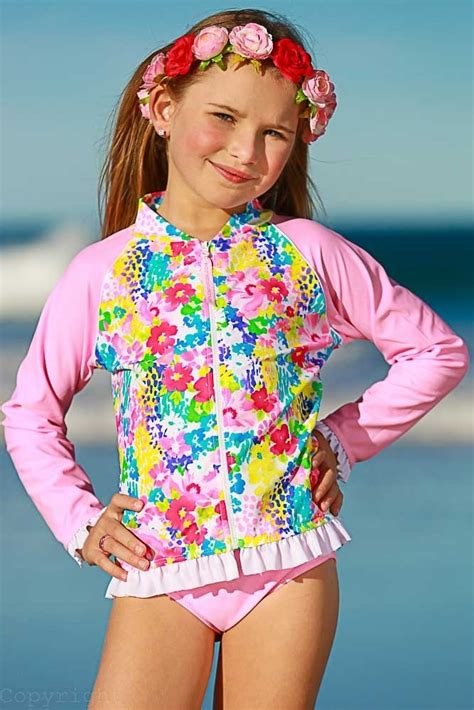 Girls Swim Jacket Front Zip And Frill Detail Ls