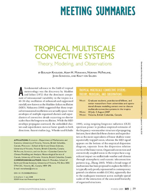 Pdf Tropical Multiscale Convective Systems Theory Modeling And
