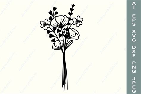 Split Monogram Svg Flower Bouquet Svg Png Wildflower Svg Floral Frame
