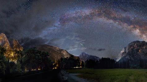 Stars Night Galaxy Milky Way Yosemite Landscape Mountains Hd Wallpaper