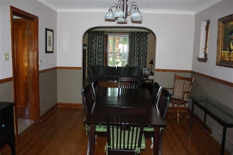 Our ceiling height is 96″ so if we followed the rules we would have installed our chair rail at 32″ we did run into a few outlets during this project and had to cut out a small portion of the wood. by the brooke: Dining Room