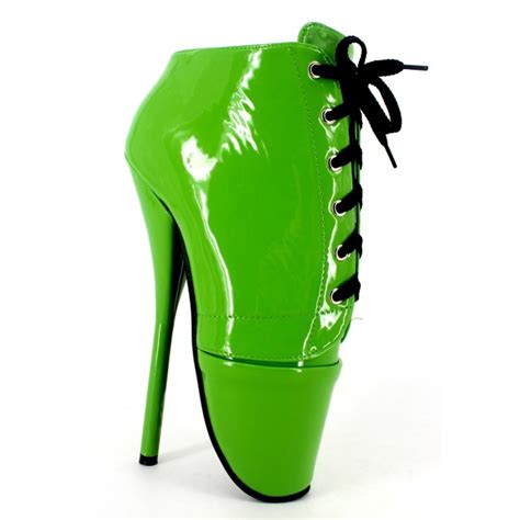Green Patent Lace Up Ballet Ballerina Super High Stieltto Heels Lady Gaga Weird Oxfords Shoes