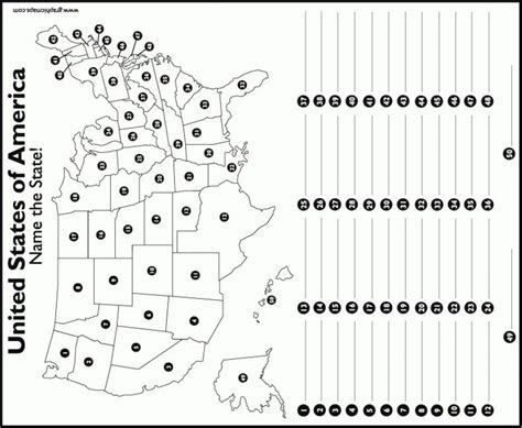 The united states of america has 50 states, delaware is the first recognized state on dec 7, 1787, and hawaii the last recognized state on aug. State Capitals Map Quiz | Printable Map